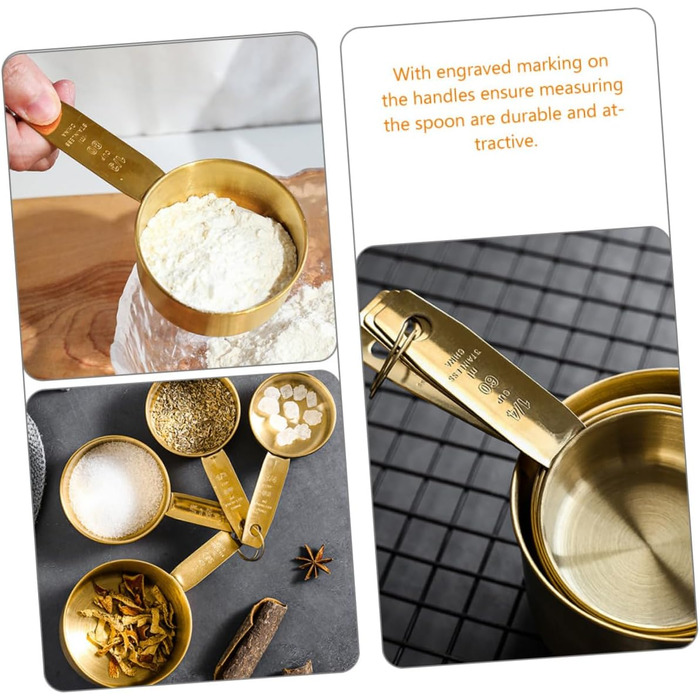 BESTOYARD 4-Piece Measuring Spoon Set - Stainless Steel, Wooden Cooking Spoon Set, Wooden Spoon Set, Baking Measuring Spoons, Measuring Scoop, Measuring Cup, Spoon Scoop, Long-Handled Measuring Spoons, Stainless Steel, 4 Pieces * 4
