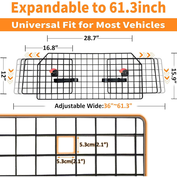 Бар'єр для собак у автомобіль SUV, авто, вантажівка - міцний дротяний бар'єр