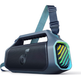Soundcore Boom 2 Plus: Портативна Bluetooth колонка, 140W, IPX7, RGB, Power Bank, BT 5.3, для кемпінгу (блакитна)