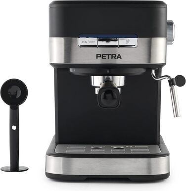 Petra Coffee Machine Barista Pro 1.5L, Semi-Automatic Espresso Machine with Milk Frother, Small Coffee Machine for Espresso & Cappuccino, Coffee Machine 15 Bar, 850W