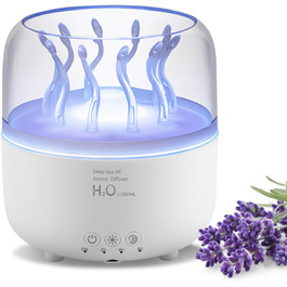 Аромадифузор та зволожувач повітря 280 мл з підсвіткою 7 кольорів, для спальні та рослин, 2 режими розпилення, таймер 2/4/8 годин, з пультом керування, обертовий, для дому