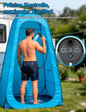 Портативний акумуляторний душ LIBERRWAY Campingdusche 8000mAh для кемпінгу, саду, авто – IPX8, 5 режимів, 2м шланг