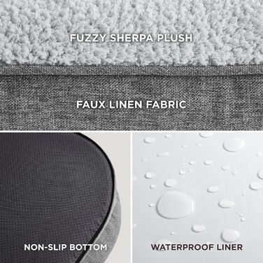 Orthopedic Dog Bed for Large Dogs - 106.6x76x16.5cm Dog Sofa with Egg-Crate Foam and Waterproof Liner, Cozy Washable Dog Couch Bed, Grey