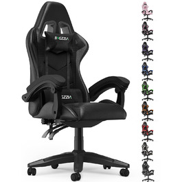 Геймерське крісло Racingreat Ergonomic: регульоване, з підголівником, PU-шкіра, для дітей, підлітків та дорослих, чорне