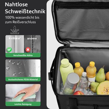 Складна сумка-холодильник 30L, водовідштовхувальна, +12 годин свіжості, міцна ізоляція, чорна