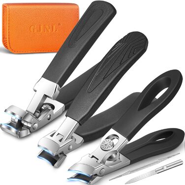 Набір з 5 шт. кусачок для товстих нігтів, широкі губки, для пальців та нігтів, гострі кусачки для врослого мізинця, з довгим руків'ям, помаранчеві