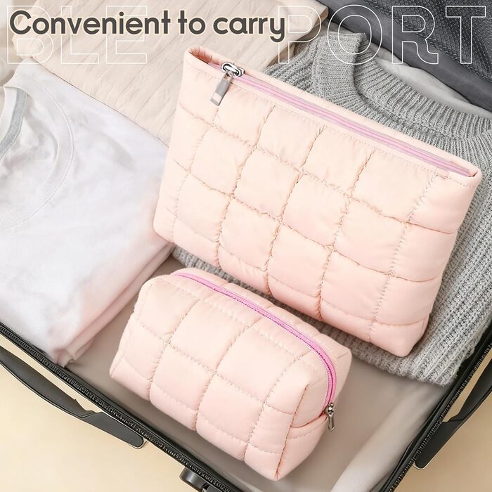 Набір косметичок для жінок: 3 шт. для макіяжу, подорожей та повсякденного використання (рожевий)