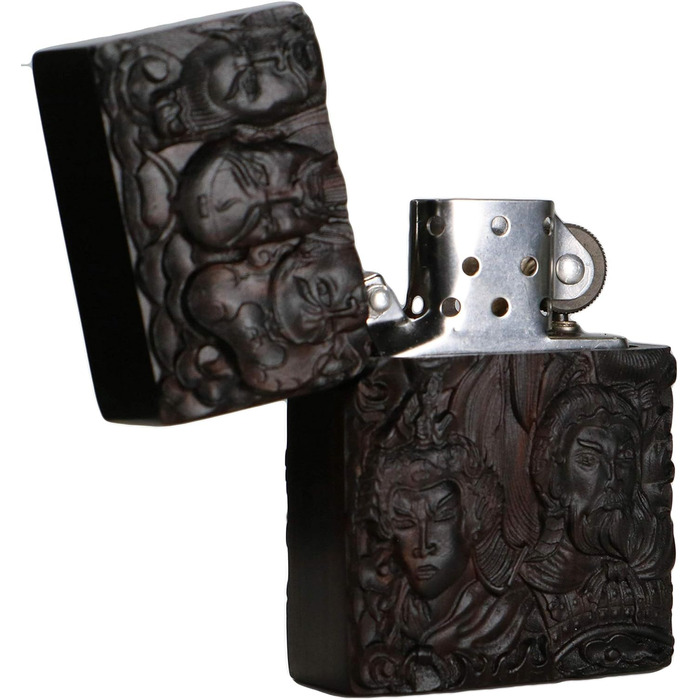 Запальничка для Zippo, набір, натуральне ебенове дерево, різьблена, чорна