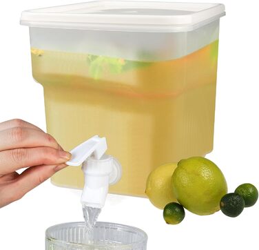 Drink Dispenser with Spouts for Refrigerator, Leak-Proof Plastic Water Container, Drink Dispenser with Spout, for Home, Party, Restaurant, Bar, Buffet, 4 Pieces