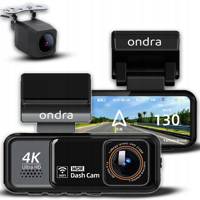 Автомобільний відеореєстратор 4K Ultra HD з GPS, Wi-Fi та камерою заднього виду