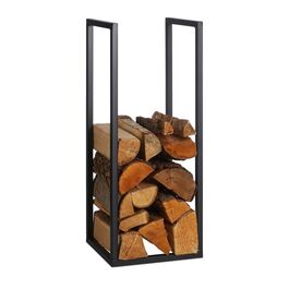 Relaxdays Black Metal Firewood Rack