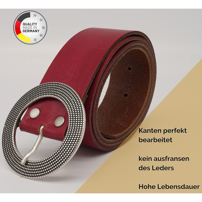 Жіночий шкіряний ремінь AnnaMatoni 4 см, Німеччина - вічний дизайн, натуральна шкіра, нікелева пряжка, червоний колір