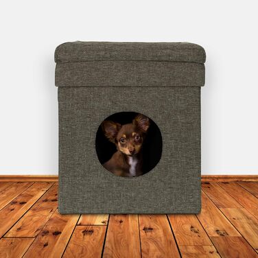 Relaxdays Cat Cave Indoor, Retreat for Cats & Small Dogs, Pet Hideaway 2 Levels, HxWxD: 44 x 38 x 38 cm, grey