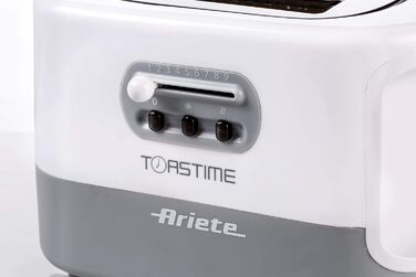 Тостер Ariete 159 Toastime з 2-ма відділеннями, з пружинним захватом, розморожування та підігріву, 700 Вт, нержавіюча сталь, білий