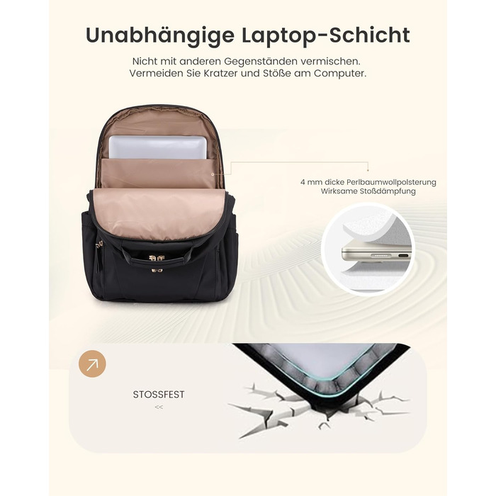 Рюкзак для ноутбука LOVEVOOK, 15.6 дюймів, чорний: водонепроникний, для роботи, навчання, подорожей