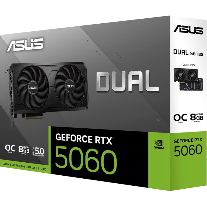 Відеокарта ASUS TUF Gaming GeForce RTX 5060 EVO 8GB GDDR7, PCIe 5.0, DLSS 4, 3.125-Slot, чорна