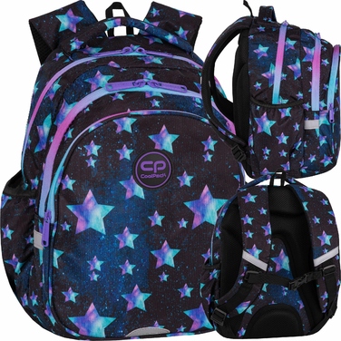 Багатокамерний шкільний рюкзак CoolPack, чорний, фіолетовий, багатоколірний, 19 л