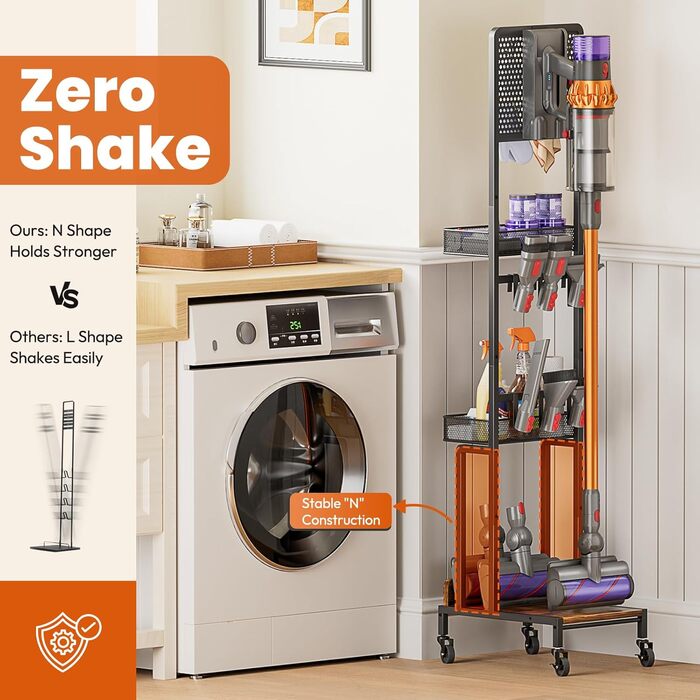 Підставка для Dyson V15 V12 V11 V10 V8 V7 V6 Gen5: Настінний тримач з органайзером для насадок та аксесуарів, чорна
