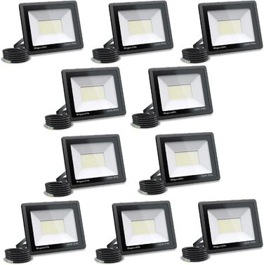 2 Pieces 100W LED Flood Lights Outdoor, Super Bright 8140LM Wall Light, 3000K Warm White Outdoor Floodlight, IP66 Waterproof Floodlight, Spotlight for Backyard, Driveway, Doors, Garage, Hallway, Garden (Warm White, 100.0 Watt 10 Pieces)