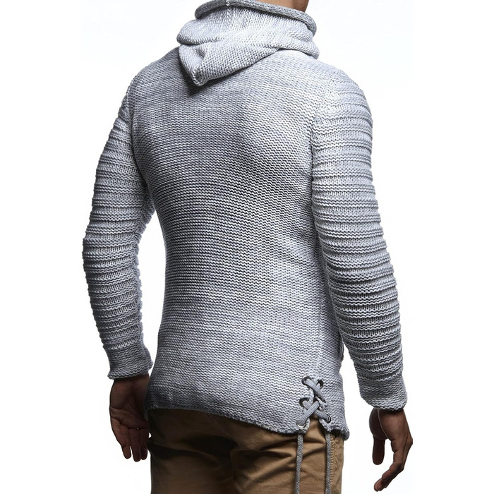 Чоловіча в'язана куртка Leif Nelson з капюшоном – стильна та тепла куртка з капюшоном, ідеальна для осені та зими. XL, сірий колір.