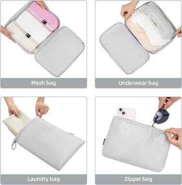 Набір органайзерів для подорожей BAGAIL (10 шт.) – сірий. Організатори для валізи, ручної поклажі, аксесуарів