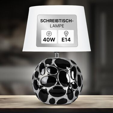 Лампа настільна ARTE LAMP Poppy LED з кабелем – Хром/Біла настільна лампа з білим текстильним абажуром для вітальні та спальні, кольору маку