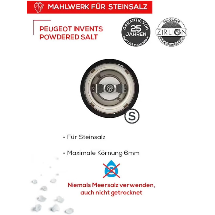 Набір для солі та перцю Peugeot Paris u'Select 18 см - 6 ступенів помелу, механізм Zirlion, дерев'яний (шоколад)