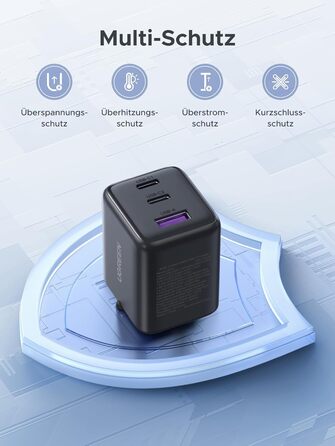 Зарядний пристрій UGREEN 30W USB-C з 3 портами GaN II для iPhone, iPad, Galaxy, Pixel - Швидка зарядка PD