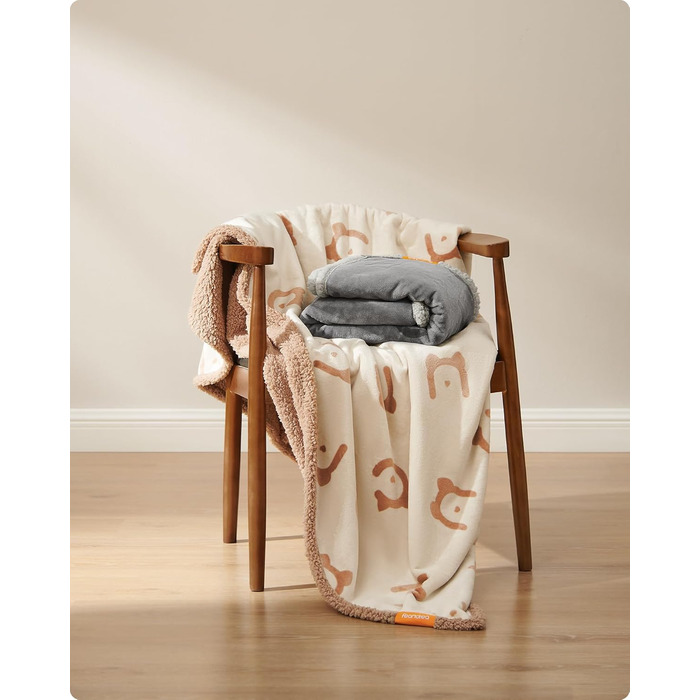 Водонепроникний коврик для собак Feandrea, Sherpa Fleece, 152x127 см, XL, для собак та котів, машинне прання, захист дивану, бежевий, XXL (203 x 152 см)