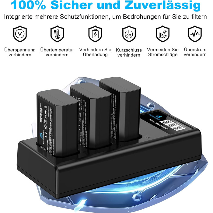 Акумулятор NP-FW50 Homesuit 1300mAh та LCD-зарядний пристрій для Sony Alpha A6000 A6300 A6400 A6500 ZV-E10 7RM2 A7SM2 A7M2 A7 II A7R II A7S II A55 A5000 A5100 A3000 RX10 II III IV NEX-3/5/6/7 NEX-F3 (3 шт.)