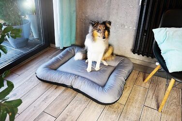 Ліжко для собак середніх порід 4L Textil KLEO, 90x70 см, водонепроникне, з блискавкою, темно-зелене/сіре