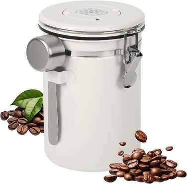 Герметична кавова банка з нержавіючої сталі, 1,8 л, з ложкою, для кави, чаю, горіхів, какао. Збереження свіжості