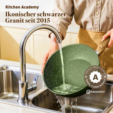 Набір каструль та сковорідок Kitchen Academy для індукційних плит, 12 предметів, колір шавлія (Sage Green)