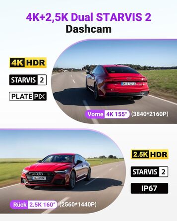 Автомобільний відеореєстратор VANTRUE S1 PRO MAX 4K + 4K Dual Dashcam з нічним баченням STARVIS 2, HDR, GPS, 5.8GHz WLAN, 24Год режим паркування, ADAS, підтримка LTE та карт пам'яті до 1ТБ