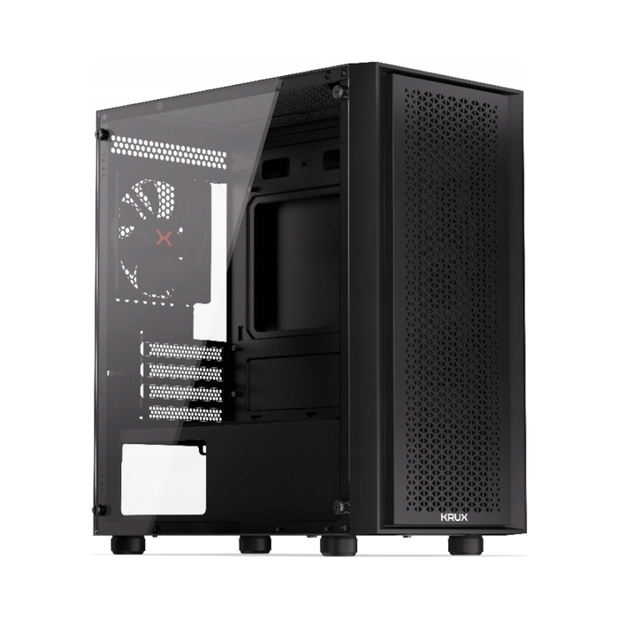 Корпус для комп'ютера Krux Scor, бічна панель зі скла, 1 вентилятор, mATX, чорний