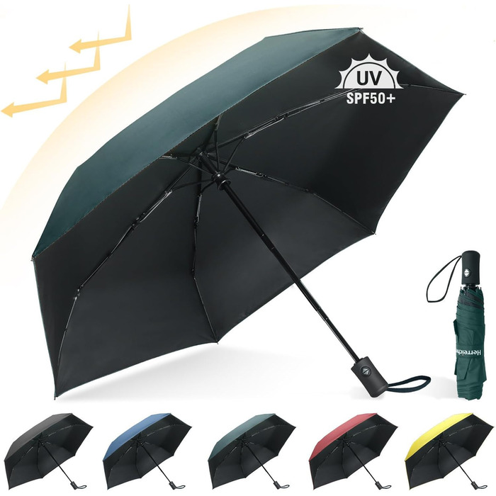 Зонт Herreicher компактний туристичний автоматичний, зелений - легкий, ультракомпактний, захист від УФ-випромінювання, UPF50+