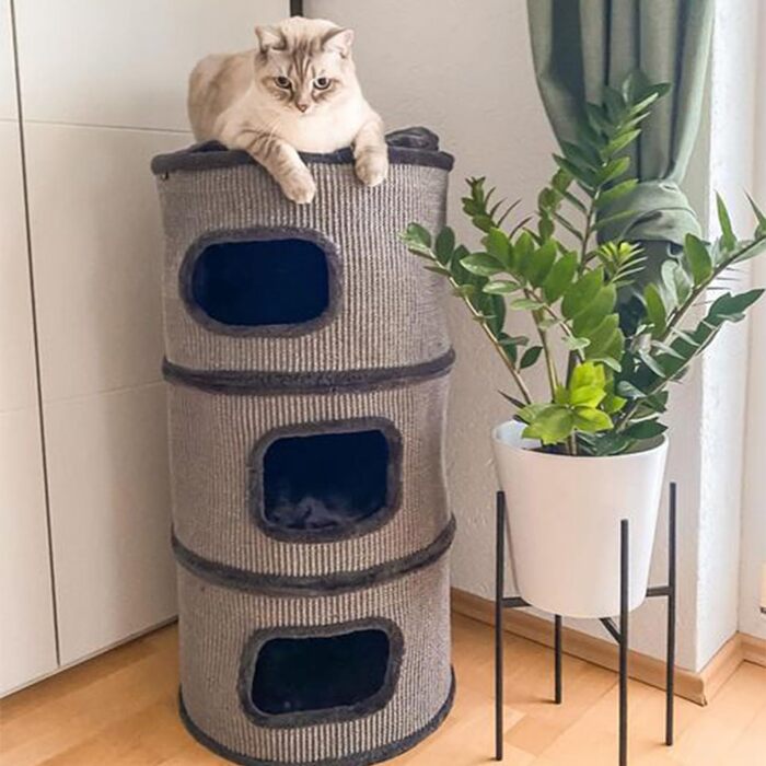 Котячий будиночок-крісло Tony: когтеточка, будинок, 3 печери, 90 см, сіра | CanadianCat