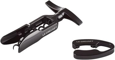 Le Creuset Classic Tabletop Corkscrew with Bottle Opener Gift Set, GS 100, Plastic, Gloss Black, 49800001400000