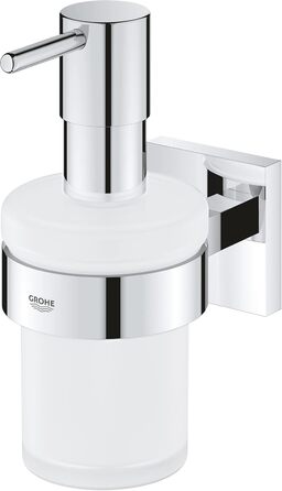 GROHE Start Cube Soap Dispenser with Holder (Capacity 160ml, concealed mounting, Material: Glass/Metal), Chrome, 41098000