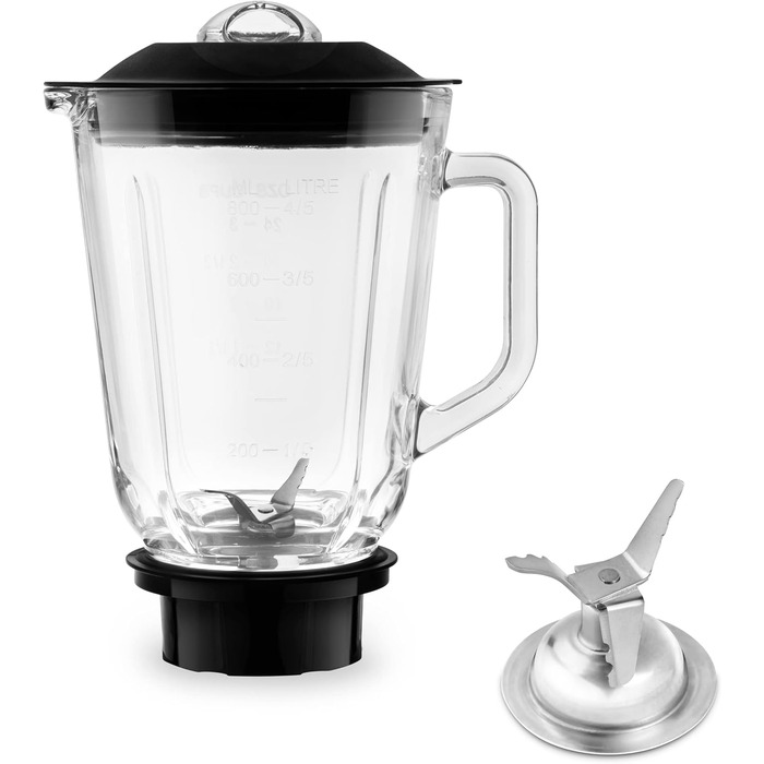 Ufesa Stand Mixer BS4100 Amber Red, 0.8L Glass Jar, Pulse/Ice Crush Function, 2 Speeds + Pulse, 4 Stainless Steel Blades, 900W, Airtight Seal, BPA-Free, Red Inox, Amazon Exclusive 900W 0.8L