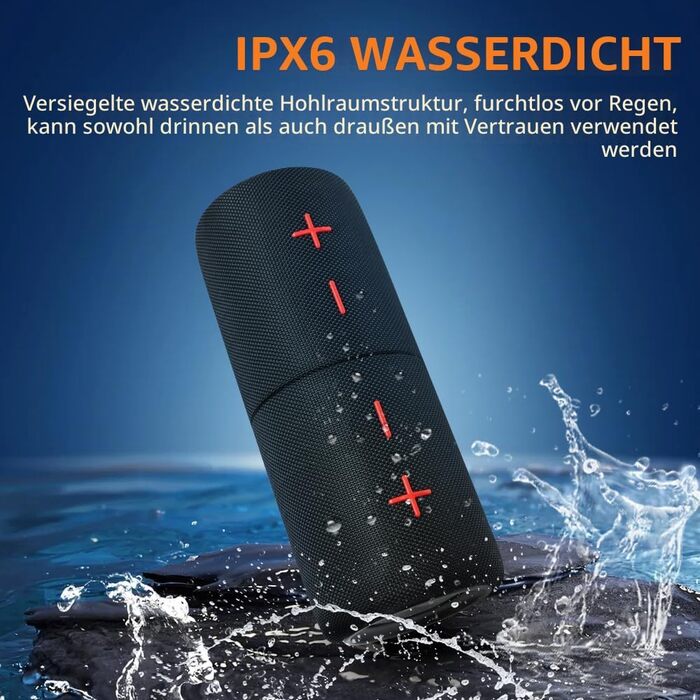 CYBORIS Bluetooth колонка 2-в-1 40W, водонепроникна, з басами, RGB підсвіткою, до 24 год роботи, для дому/вулиці/подорожей