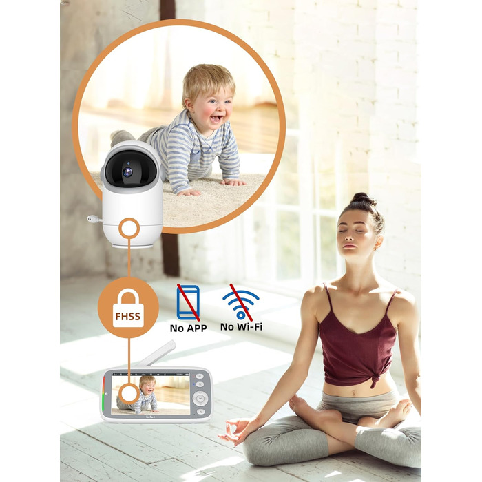 Дитячий відеоняня TakTark з камерою, 5'' IPS екран, поворот 300°, VOX, двосторонній зв'язок, нічне бачення, контроль температури