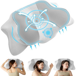 Uniency Orthopedic Memory Foam Anti-Snore Pillow - Ergonomic Neck Support Pillow for Side, Back & Stomach Sleepers (Gray)