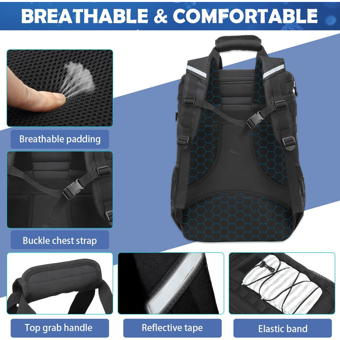 Терморюкзак для пікніка на 42 банки: чорний, тактичний, ізольований, для відпочинку на природі