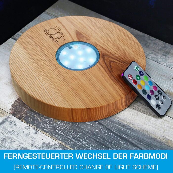 Kaya Shisha LED Coaster, with LED and Remote Control, Hookah Accessories (Ashwood, Ø 22cm)
