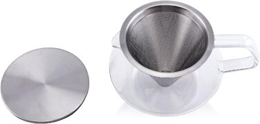 Kinto Unitea One Touch Teapot made of stainless steel, heat-resistant glass teapot with stainless steel infuser in the lid (Japan Import) (850ml, Silver)