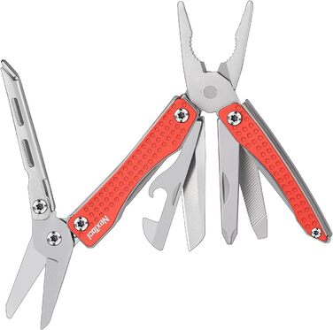 NexTool Mini Flagship Multitool, Mini Multitool 10 IN 1 Multitool with Mini Pocket Knife, Bottle Opener, Scissors, Pliers, Screwdriver, Multifunction Tool for Camping Accessories - Red