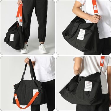 Спортивна сумка Flintronic для жінок, дорожня сумка-мішок, сумка на вихідні, дорожня сумка з чохлом для тележки, водонепроникна спортивна сумка, сумка для подорожей, ручна поклажа для спорту, подорожей, літака (чорна)