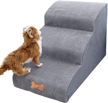 3-Step Dog Stairs for Small Dogs, Bounabay Removable Dog Ramp, Washable Portable Ladder Pet Stairs for Sofa Bed, Cat Stairs Made of Sponge, 40 cm High Dog Stairs