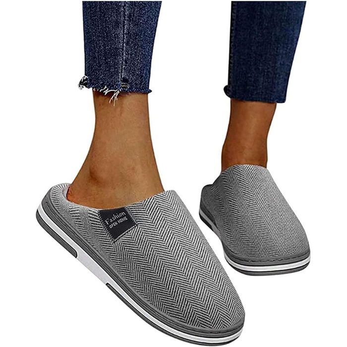 Тапочки жіночі зимові з плюшу, чоловічі, теплі фетрові тапочки, зручні фетрові сліпони для жінок та чоловіків (сірий, 45 EU)